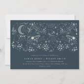 Elegant Celestial Navy Sterrennacht Moon Wedding Kaart (Voorkant)