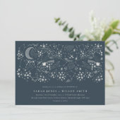 Elegant Celestial Navy Sterrennacht Moon Wedding Kaart (Staand voorkant)