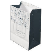 Elegant Celestial Navy Sterrennacht Moon Wedding Medium Cadeauzakje (Voorkant Gekanteld)