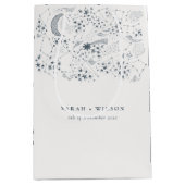 Elegant Celestial Navy Sterrennacht Moon Wedding Medium Cadeauzakje (Voorkant)
