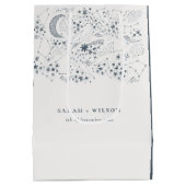 Elegant Celestial Navy Sterrennacht Moon Wedding Medium Cadeauzakje (Achterkant)