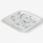 Elegant Celestial Navy Sterrennacht Moon Wedding Papieren Bordje (Gebogen)