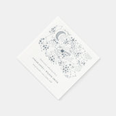 Elegant Celestial Navy Sterrennacht Moon Wedding Servet (Hoek)