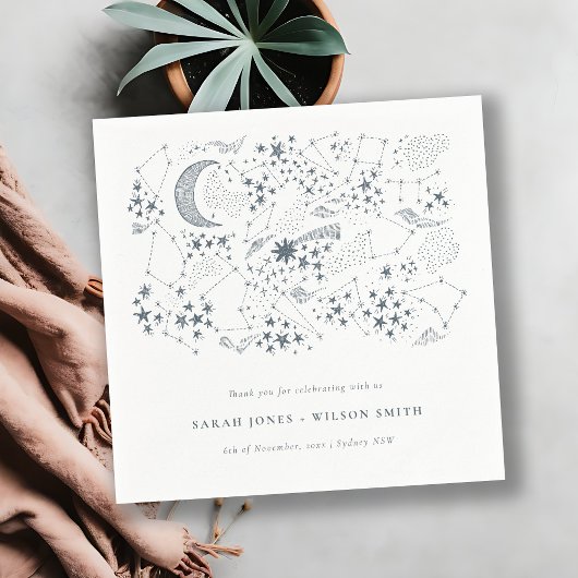 Elegant Celestial Navy Sterrennacht Moon Wedding Servet