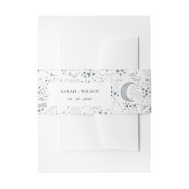 Elegant Celestial Navy Sterrennacht Moon Wedding Uitnodigingen Wikkel