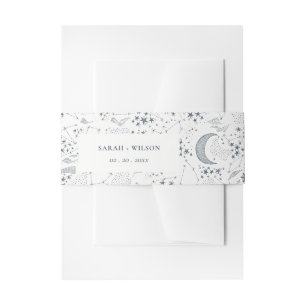 Elegant Celestial Navy Sterrennacht Moon Wedding Uitnodigingen Wikkel