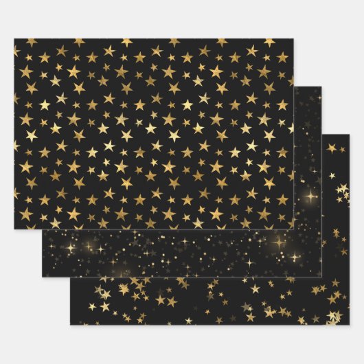 Elegant Celestial Starry Gold Stars Design Inpakpapier Vel (Set)