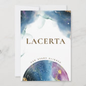 Elegant Celestial Thema Lacerta Tafelnaam Kaart (Voorkant)