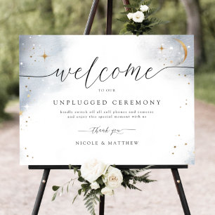 Elegant Celestial Theme Unplugged Ceremony Sign Poster