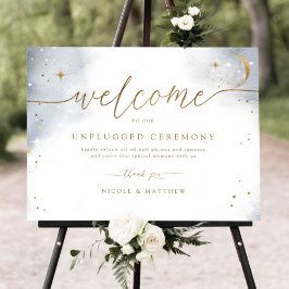 Elegant Celestial Unplugged Ceremony Sign Poster