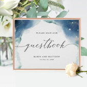 Elegant Celestial Waterverf Guestbook Sign Poster