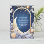 Elegant Celestial Waterverf Starry Lijst Wedding Kaart (Staand voorkant)