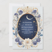 Elegant Celestial Waterverf Starry Lijst Wedding Kaart (Voorkant)