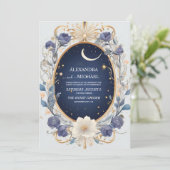 Elegant Celestial Waterverf Starry Lijst Wedding Kaart (Staand voorkant)