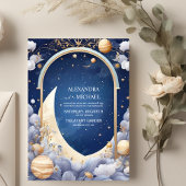 Elegant Celestial Waterverf Starry Lijst Wedding Kaart