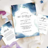 Elegant Celestial Waterverf Starry Lijst Wedding Kaart