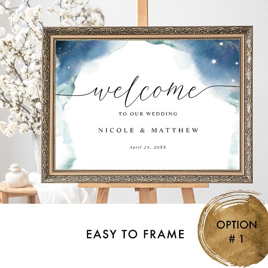 Elegant Celestial Waterverf Wedding Welcome Sign Poster