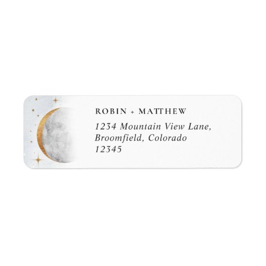 Elegant Celestial Wedding Return Address Label (Voorkant)