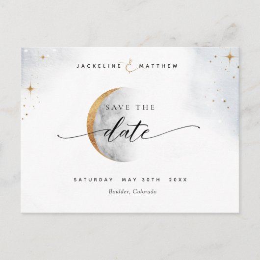 Elegant Celestial Wedding Save the Date Briefkaart (Voorkant)