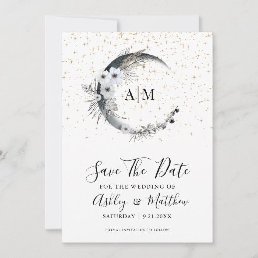 Elegant Celestial Wedding Save the Date Kaart (Voorkant)