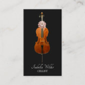Elegant Cellist | Zwart Visitekaartje (Voorkant)