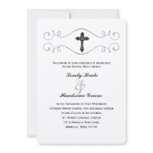 Elegant Celtic Cross katholieke bruiloft Uitnodigi