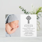 Elegant Celtic Cross Photo Baptisme Kaart (Staand voorkant)