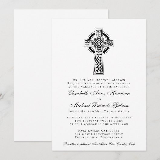 Elegant Celtic Cross Wedding Kaart (Voorkant / Achterkant)