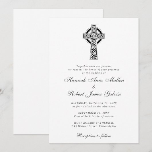 Elegant Celtic Cross Wedding Kaart (Voorkant / Achterkant)