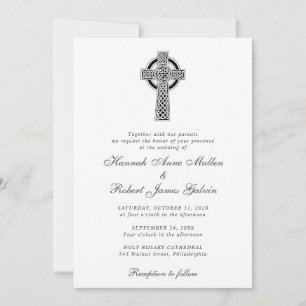 Elegant Celtic Cross Wedding Kaart