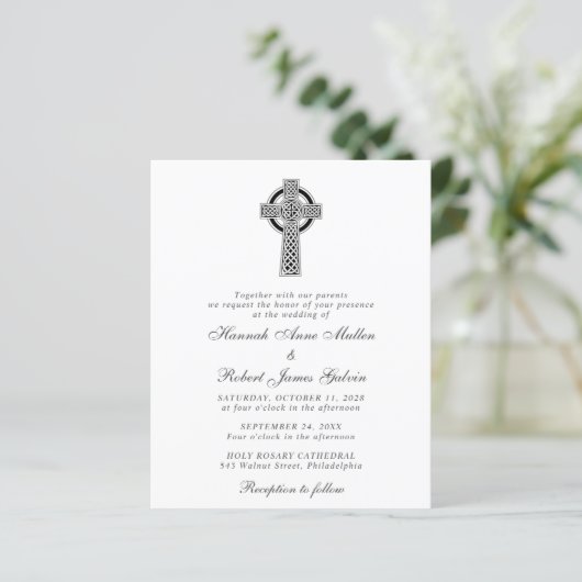 Elegant Celtic Cross Wedding Uitnodiging (Staand voorkant)