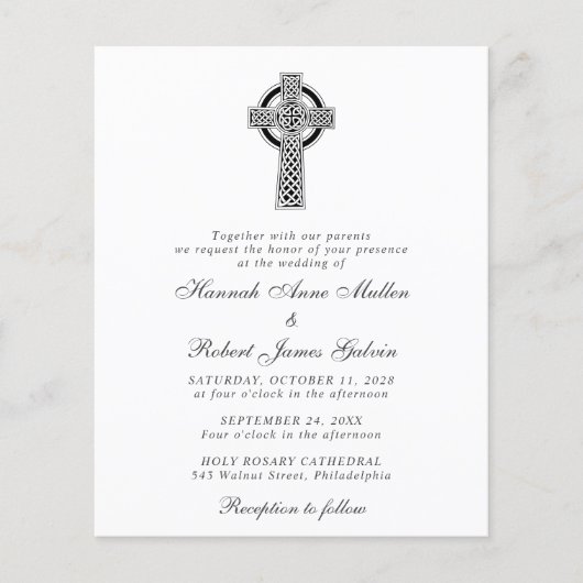 Elegant Celtic Cross Wedding Uitnodiging (Voorkant)