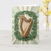 Elegant Celtic Harp Shamrock St Patricks Day Kaart (Gele Bloem)