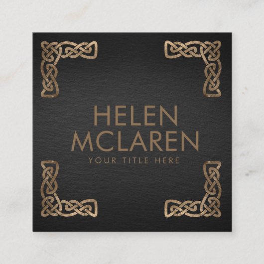Elegant Celtic Knot Corners Vierkante Visitekaartje (Voorkant)