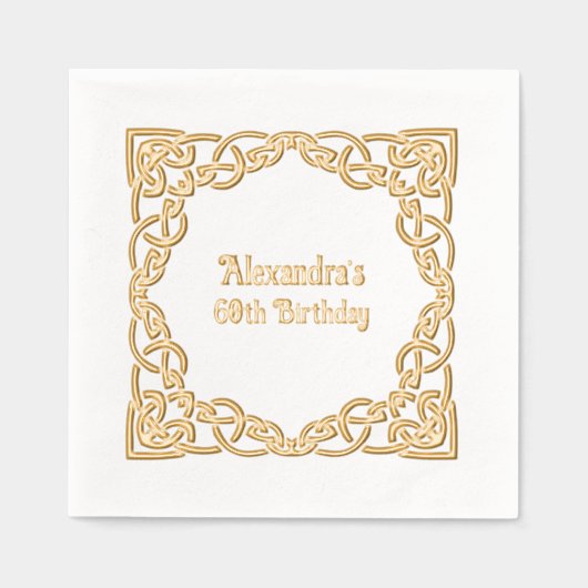 Elegant Celtic Knot Lijst verjaardagsfeestje Folie Servetten (Voorkant)