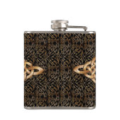 Elegant Celtic Knot op zwart Heupfles (Achterkant)