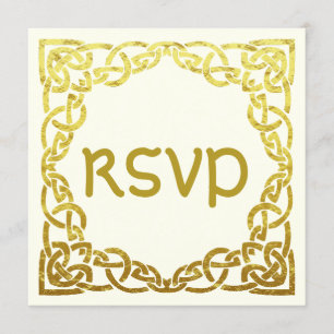 Elegant Celtic Wedding Faux Gold Celtic Knot RSVP Kaart