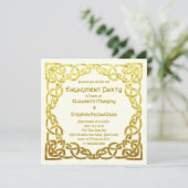 Elegant Celtic Wedding Gold | Engagement Party Kaart (Staand voorkant)