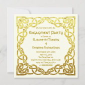 Elegant Celtic Wedding Gold | Engagement Party Kaart (Voorkant)