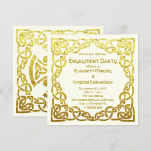 Elegant Celtic Wedding Gold   Engagement Party Kaart