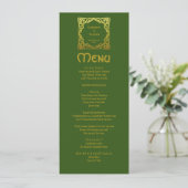 Elegant Celtic Wedding Green Faux Gold Celtic Knot Menu (Staand voorkant)