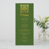 Elegant Celtic Wedding Green Faux Gold Celtic Knot Menu (Staand voorkant)