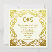 Elegant Celtic Wedding Ivory Faux Gold Celtic Knot Kaart (Achterkant)