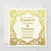 Elegant Celtic Wedding Ivory Faux Gold Celtic Knot Kaart (Voorkant)