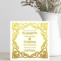 Elegant Celtic Wedding Ivory Faux Gold Celtic Knot