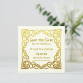 Elegant Celtic Wedding Ivory Faux Gold Celtic Knot Save The Date (Staand voorkant)