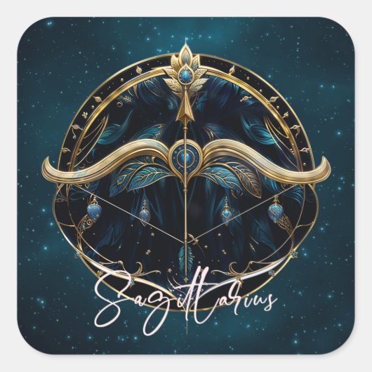 Elegant Centaur Zodiac Sign Zwart Goud Boogschutte Vierkante Sticker (Voorkant)