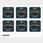 Elegant Centaur Zodiac Sign Zwart Goud Boogschutte Vierkante Sticker (Vel)