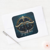 Elegant Centaur Zodiac Sign Zwart Goud Boogschutte Vierkante Sticker (Envelop)