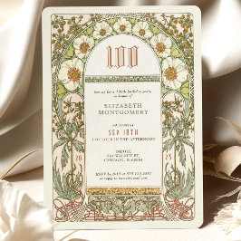 Elegant Centennial Celebration Art Nouveau Mucha Kaart